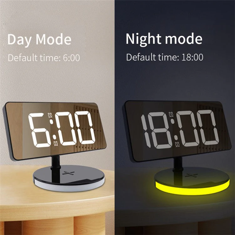 TS-3001-B White LED Digital Alarm Clock 15W Phone Wireless Charger Night Light - Image 8