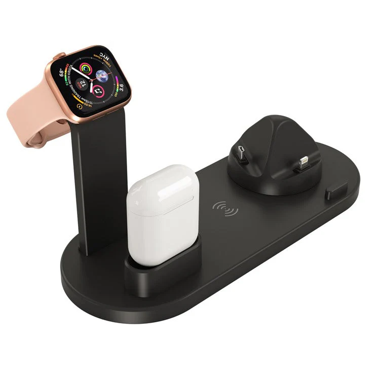 UD15 3 in 1 Rotatable Wireless Charging Dock Station for Apple iPhone/Android Device /Type-C Device - Black - Image 2