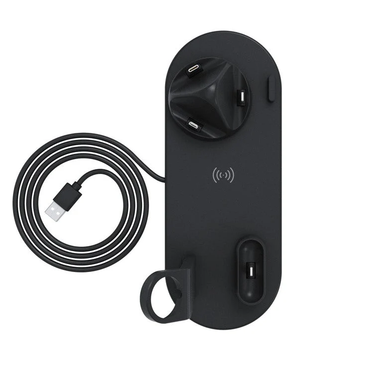 UD15 3 in 1 Rotatable Wireless Charging Dock Station for Apple iPhone/Android Device /Type-C Device - Black - Image 8