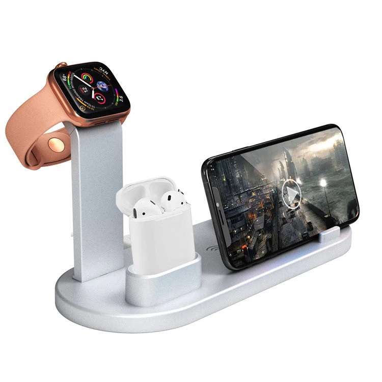 UD15 3 in 1 Rotatable Wireless Charging Dock Station for Apple iPhone/Android Device/Type-C Device - Silver - Image 8