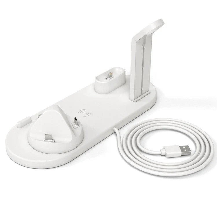 UD15 3 in 1 Rotatable Wireless Charging Dock Station for Apple iPhone/Android Device/Type-C Device - White - Image 4