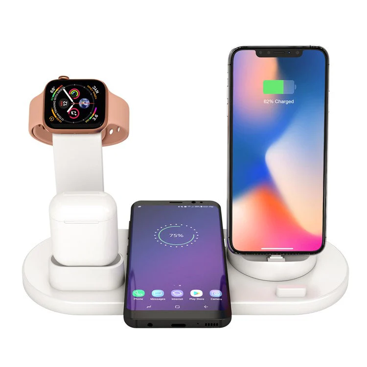 UD15 3 in 1 Rotatable Wireless Charging Dock Station for Apple iPhone/Android Device/Type-C Device - White - Image 6