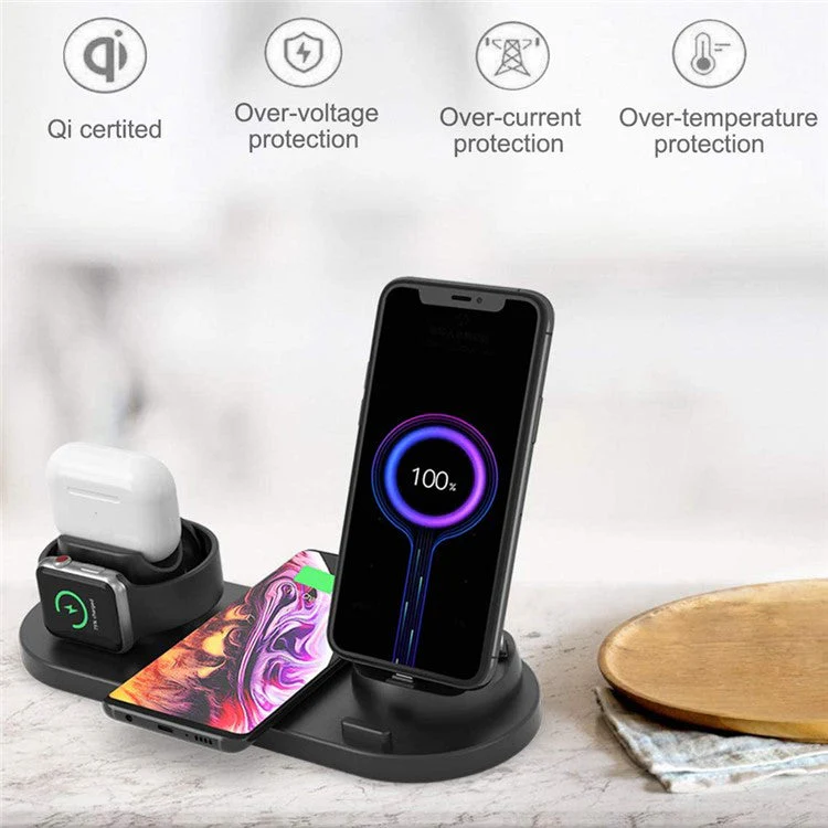 UD15-C 3-in-1 Multifunctional Wireless Charger Charging Dock Station Holder Stand for Apple iPhone/Android Device /Type-C Device - Black - Image 5