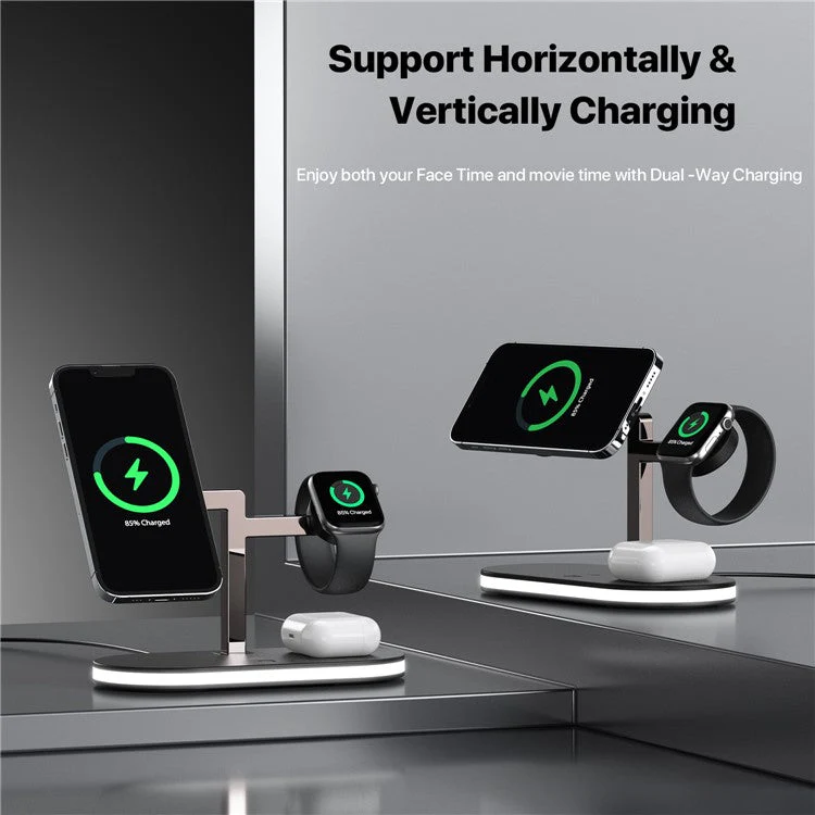 UD23 3 in 1 Magnetic Charging Station 15W Max Wireless Charger with Dimmable Bedside Lamp for Mobile Phone / Smart Watch / Earphones - Image 6