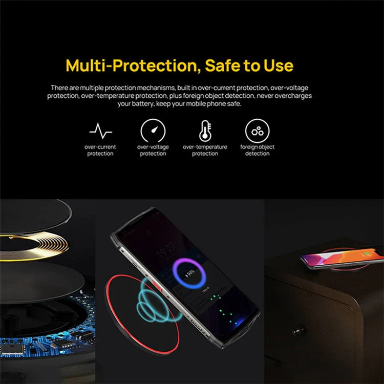 ULEFONE UF005 Round Wireless Charger 15W Max Fast Wireless Charging Pad 6.5mm Ultra-thin Compact Phone Charger - Image 7