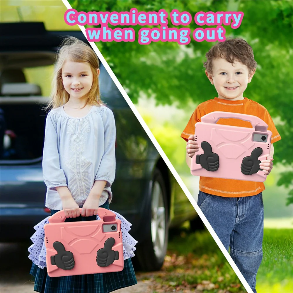 Ultra-Soft EVA Case For Lenovo Tab M10 Plus (3rd Gen)  /  Tab M10 5G  /  K10 Pro  /  Xiaomi Redmi Pad Thumb Kickstand Tablet Cover - Deep Pink - Image 7