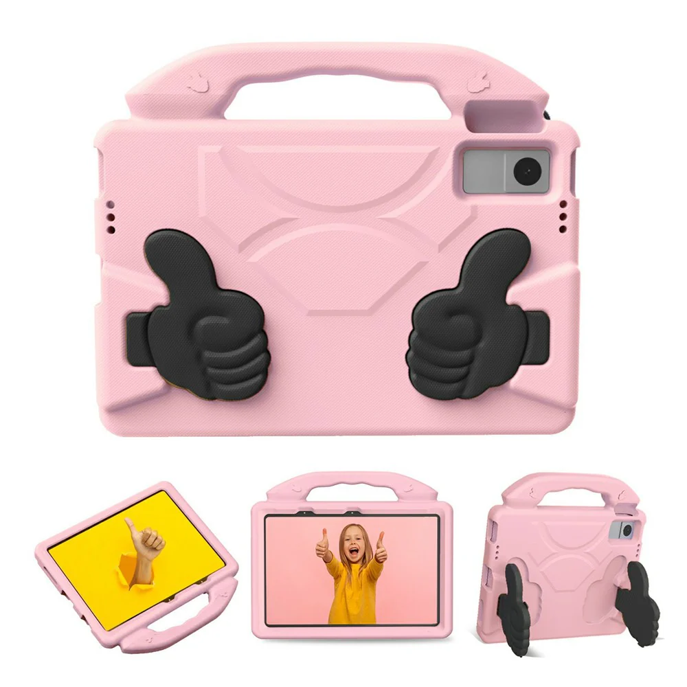 Ultra-Soft EVA Case For Lenovo Tab M10 Plus (3rd Gen)  /  Tab M10 5G  /  K10 Pro  /  Xiaomi Redmi Pad Thumb Kickstand Tablet Cover - Pink - Image 2