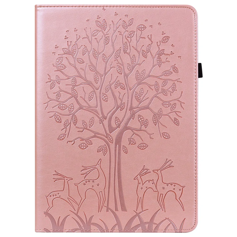 Unique Tree and Deer Pattern Imprinting Smooth Leather Stand Tablet Cover with Card Holders for Lenovo Tab M10 HD Gen 2 X306X - Rose Gold - Image 3