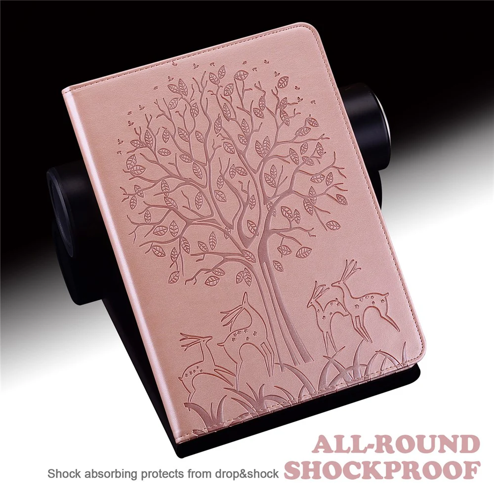 Unique Tree and Deer Pattern Imprinting Smooth Leather Stand Tablet Cover with Card Holders for Lenovo Tab M10 HD Gen 2 X306X - Rose Gold - Image 7
