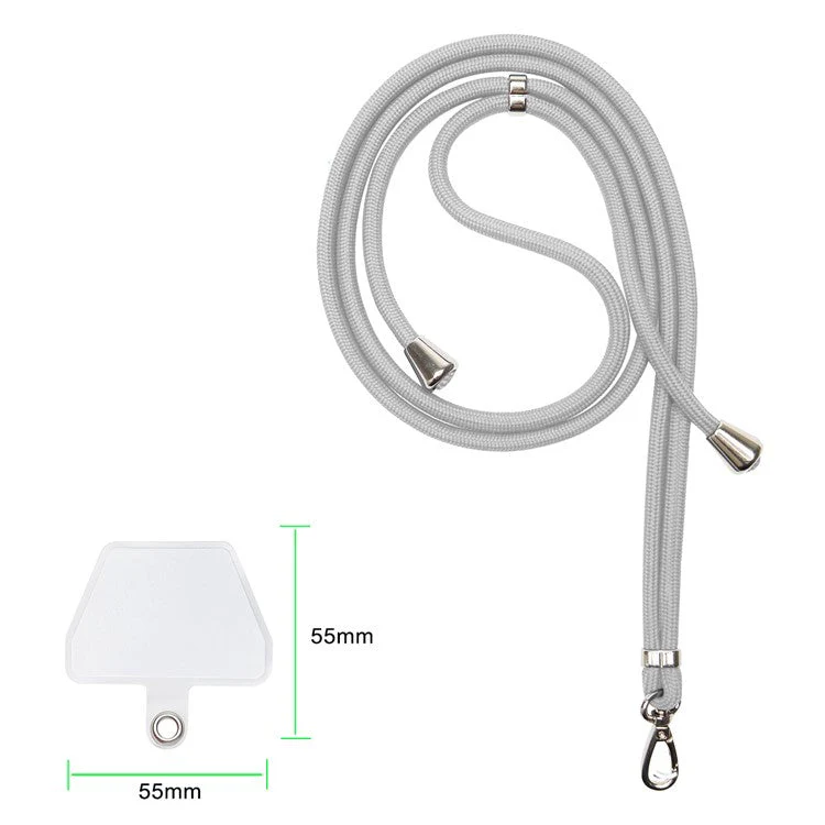 Universal Adjustable Phone Lanyard Neck Strap with 2 Tether Patches Mobile Case Accessory - Grey - Image 2