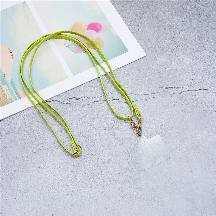 Universal Cell Phone Lanyard Adjustable PU Leather Neck Lanyard Crossbody Neck Strap Wrist Strap with Transparent Pad - Green - Image 2