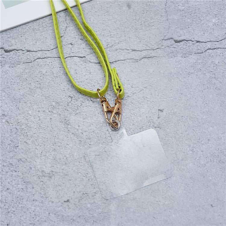 Universal Cell Phone Lanyard Adjustable PU Leather Neck Lanyard Crossbody Neck Strap Wrist Strap with Transparent Pad - Green - Image 3