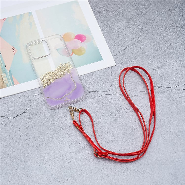 Universal Cell Phone Lanyard Adjustable PU Leather Neck Lanyard Crossbody Neck Strap Wrist Strap with Transparent Pad - Red - Image 4