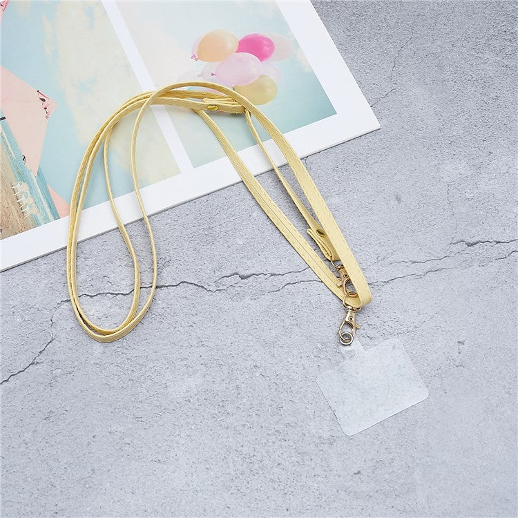 Universal Cell Phone Lanyard Adjustable PU Leather Neck Lanyard Crossbody Neck Strap Wrist Strap with Transparent Pad - Yellow - Image 2
