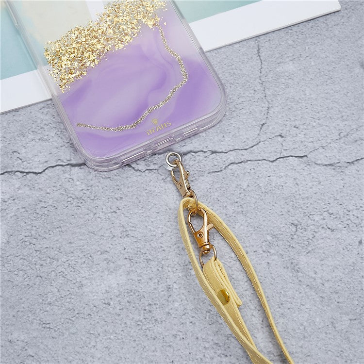 Universal Cell Phone Lanyard Adjustable PU Leather Neck Lanyard Crossbody Neck Strap Wrist Strap with Transparent Pad - Yellow - Image 5