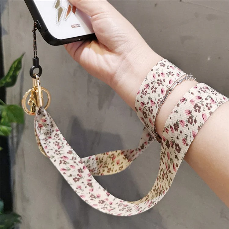 Universal Cell Phone Lanyard Floral Patterns Neck Strap Key Chain Long Lanyard Strap Keychain Holder - Dark Orange - Image 4