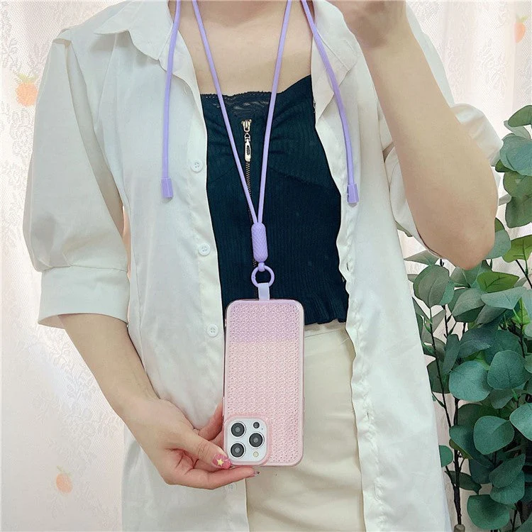 Universal Cell Phone Lanyard Nylon Neck Phone Adjustable Strap with Detachable Safety Pad - Purple - Image 4