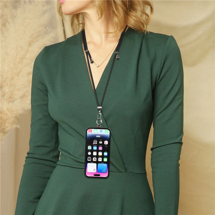Universal Mobile Phone Lanyard Crossbody Shoulder Strap Adjustable Cell Phone Neck Hanging Rope - Black - Image 4