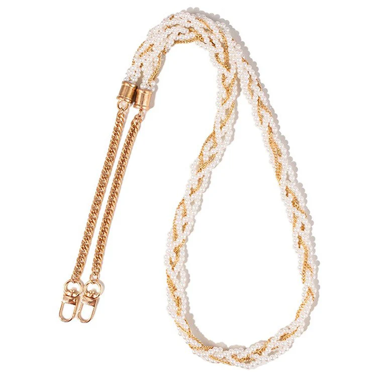 Universal Pearl Mobile Phone Chain Lanyard Metal Crossbody Neck Phone Charm with Tether Tab, Total Length: 120cm - Image 2