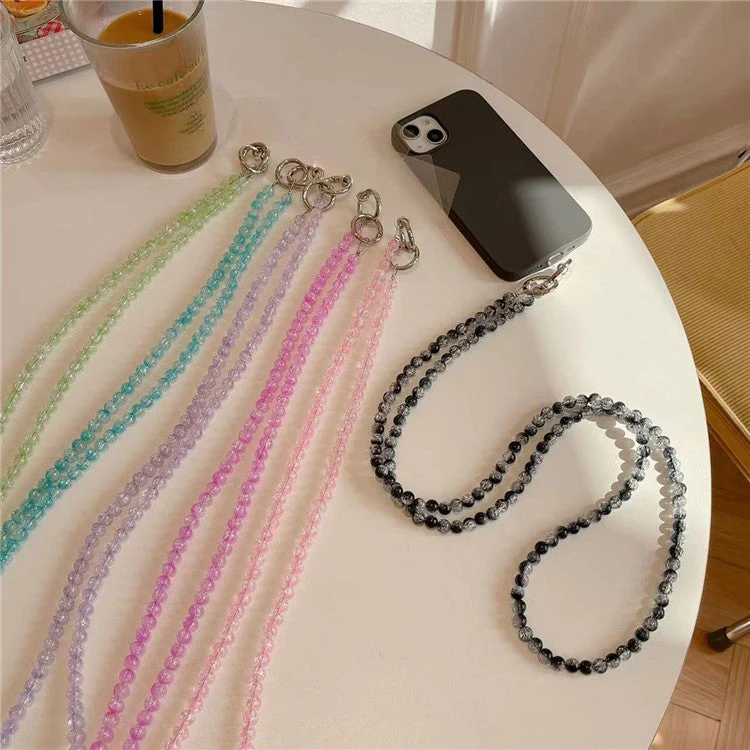 Universal Phone Lanyard 120cm Beaded Cell Phone Chain Crossbody Strap Anti-Theft with Tether Tab - Rose - Image 2