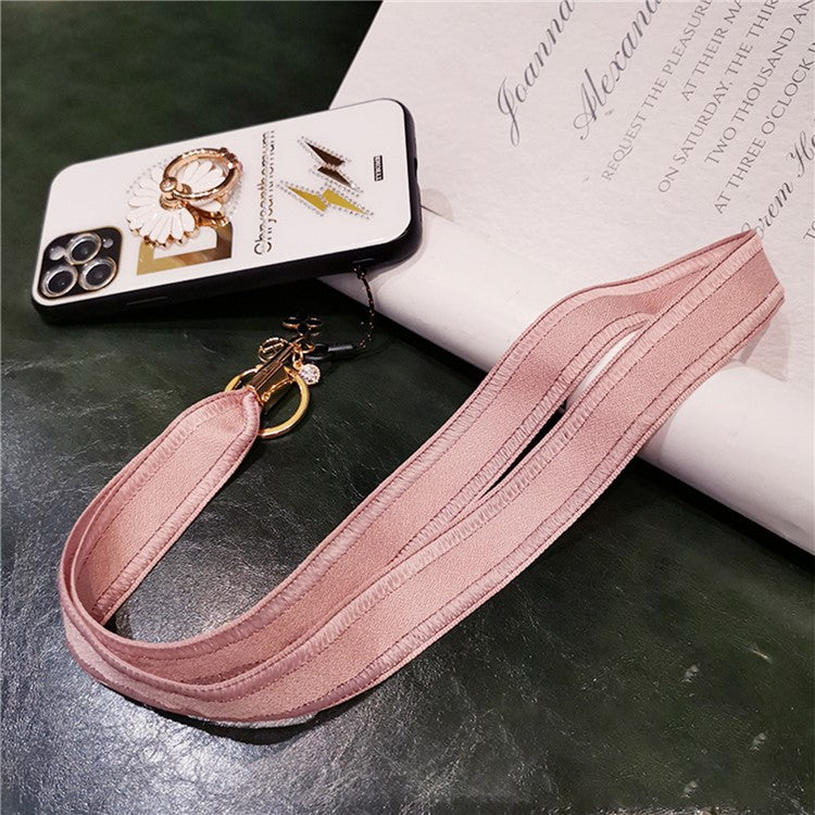 Universal Phone Lanyard Key Ring Cellphone Neck Strap Hanging Rope with Metal Clover Pendant - Sky Blue - Image 3