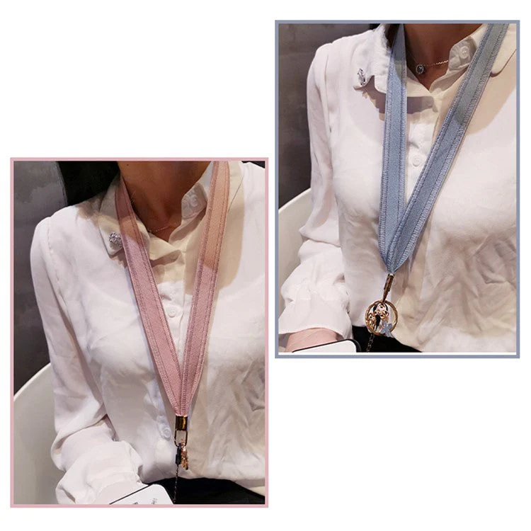 Universal Phone Lanyard Key Ring Cellphone Neck Strap Hanging Rope with Metal Clover Pendant - Yellow - Image 8