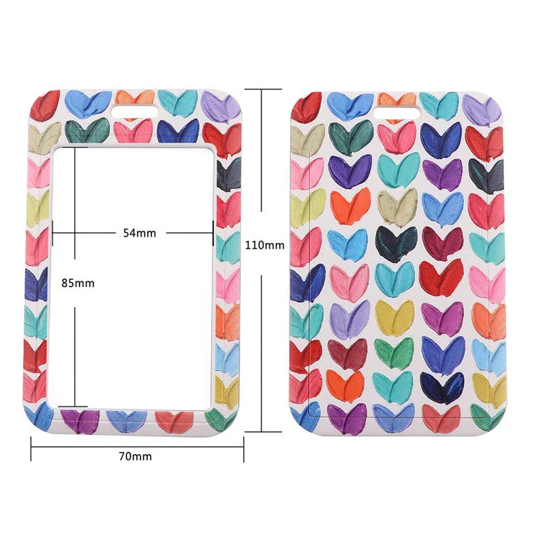 Universal Phone Lanyard Keychain with ID Badge Holder Heart Pattern Neck Strap for Student, Nurse, Teacher - AL896-4 - Image 2