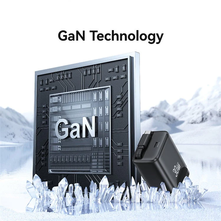USAMS CC245 30W Fast Wall Charger GaN Power Adapter with Retractable Type-C Cable, UK Plug - Black - Image 7