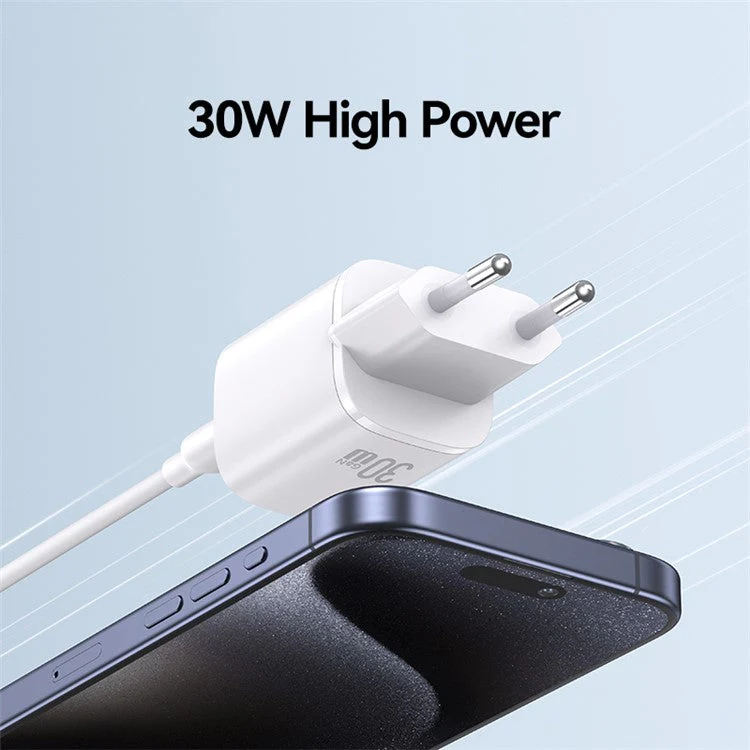 USAMS CC251 Fast GaN Charger PD 30W Ultra-Compact Power Delivery Wall Adapter, EU Plug - Black - Image 3