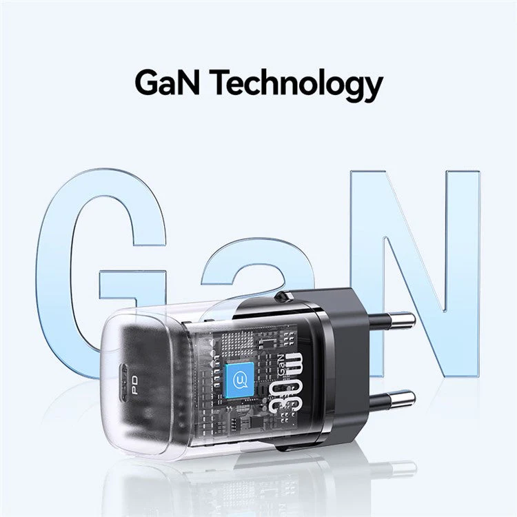 USAMS CC251 Fast GaN Charger PD 30W Ultra-Compact Power Delivery Wall Adapter, EU Plug - Black - Image 4