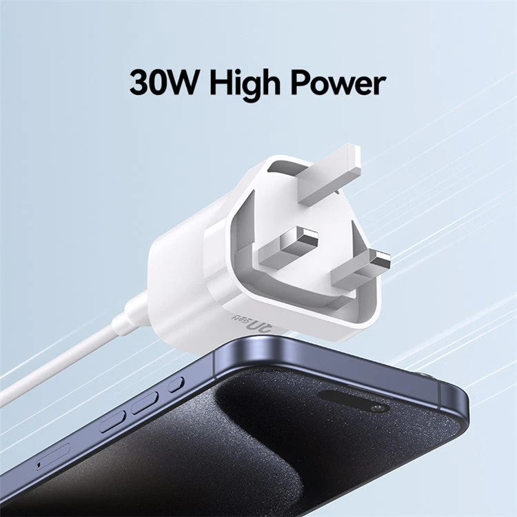 USAMS CC253 PD 30W One-Port GaN Charger USB-C Compact Wall Power Adapter, UK Plug - Black - Image 3