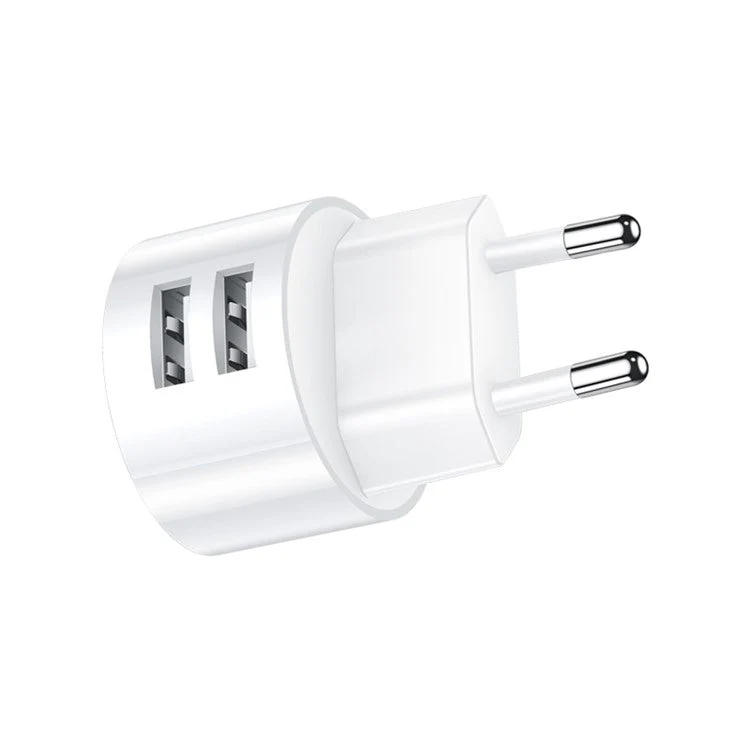 USAMS Dual Ports USB Round Travel Charger + Type-C Data Sync Charging Cable for Huawei Samsung - EU Plug - Image 2