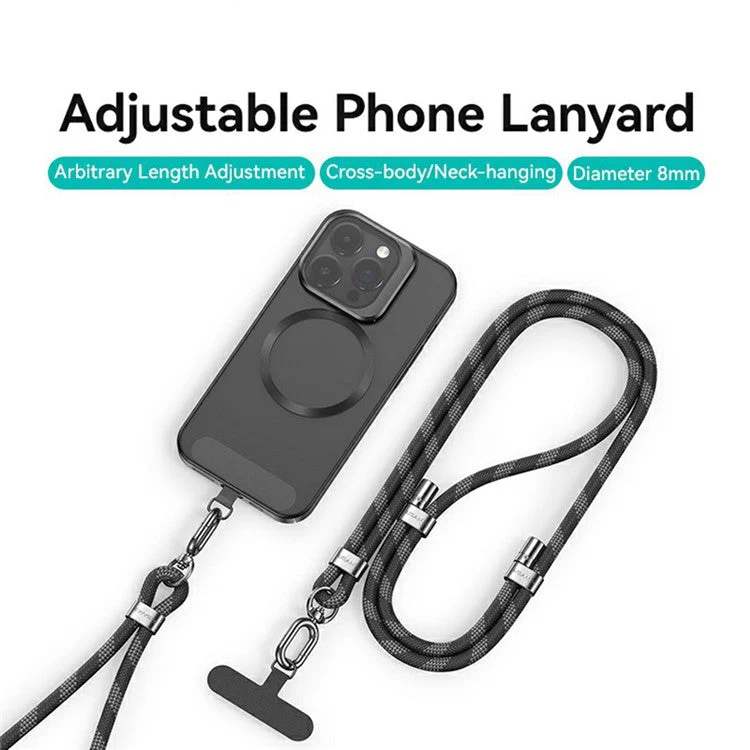 USAMS ZB316 Phone Lanyard Crossbody Polyester Adjustable Neck Strap with Tether Tab, Total Length: 160cm - Green - Image 2