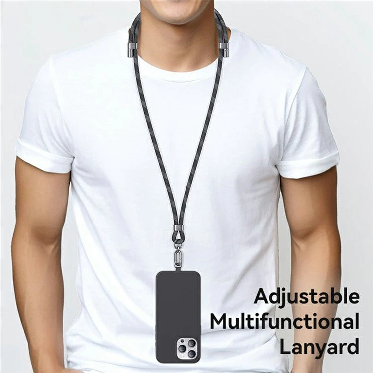 USAMS ZB316 Phone Lanyard Crossbody Polyester Adjustable Neck Strap with Tether Tab, Total Length: 160cm - Green - Image 3