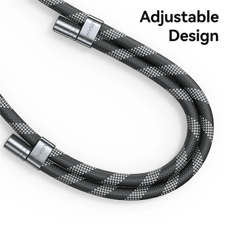 USAMS ZB316 Phone Lanyard Crossbody Polyester Adjustable Neck Strap with Tether Tab, Total Length: 160cm - Purple - Image 7