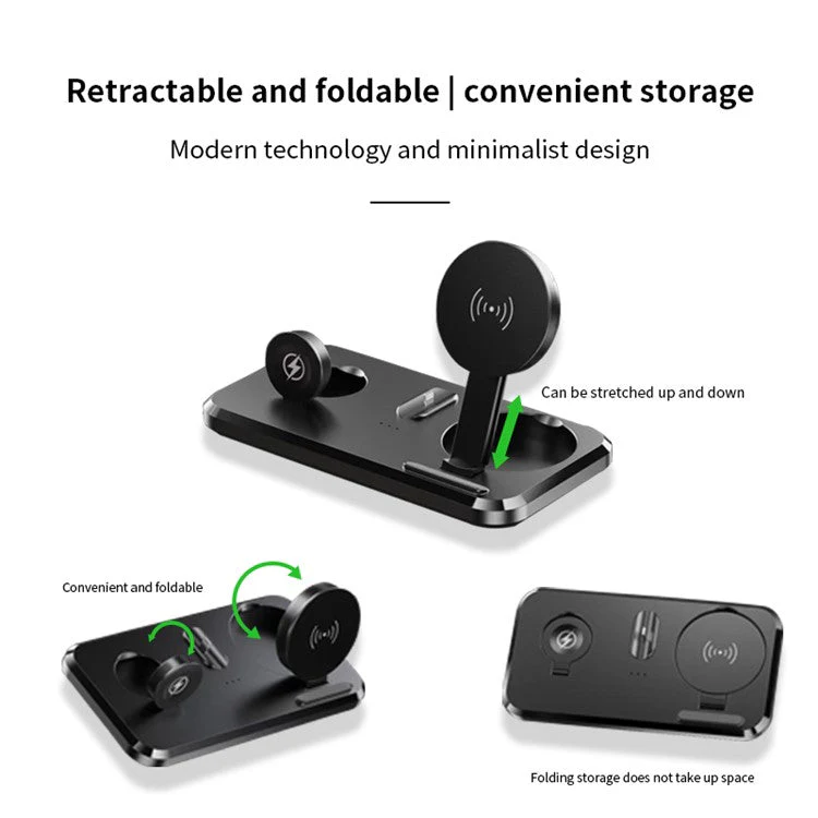 UV-06 3-in-1 15W Wireless Charger Foldable Qi Fast Charging Stand Dock for iPhone Samsung iWatch AirPods - Image 4