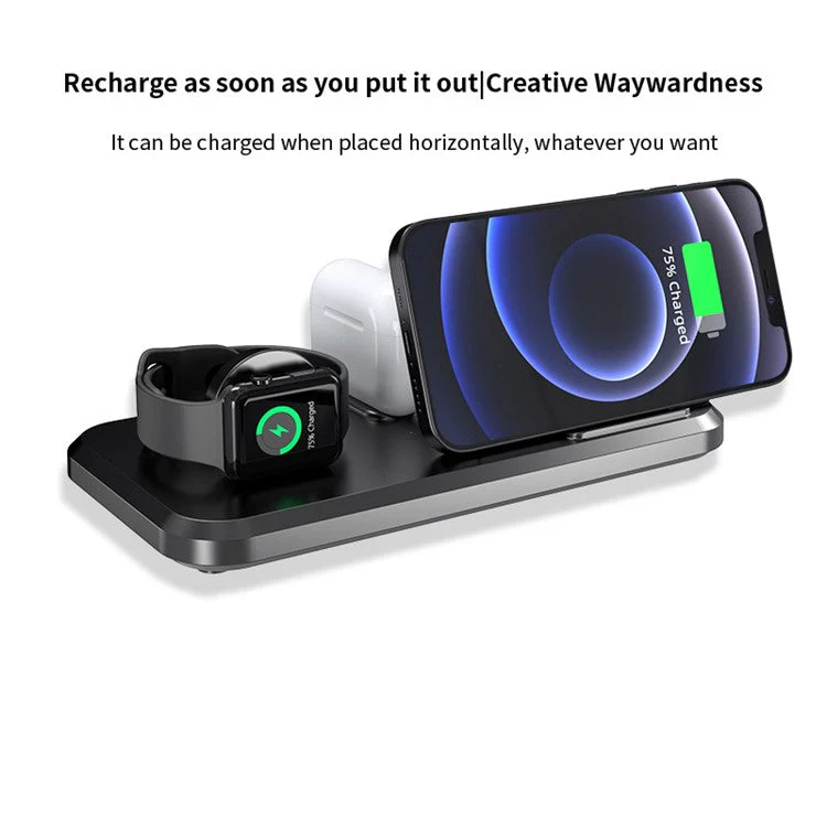 UV-06 3-in-1 15W Wireless Charger Foldable Qi Fast Charging Stand Dock for iPhone Samsung iWatch AirPods - Image 6
