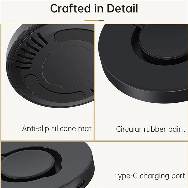 V17S Foldable Charging Station for Samsung Galaxy Watch , Vertical Magnetic Wireless Charger Stand ABS Charging Dock - Image 4