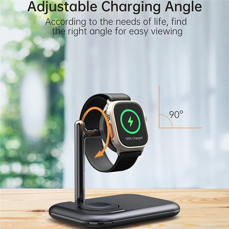 V19A 2-in-1 Magnetic Wireless Charger for Apple Watch Ultra / Series 8 7 SE 6 5 4 3 2 / Watch Nike , Desk Foldable Watch Charging Station - Image 4