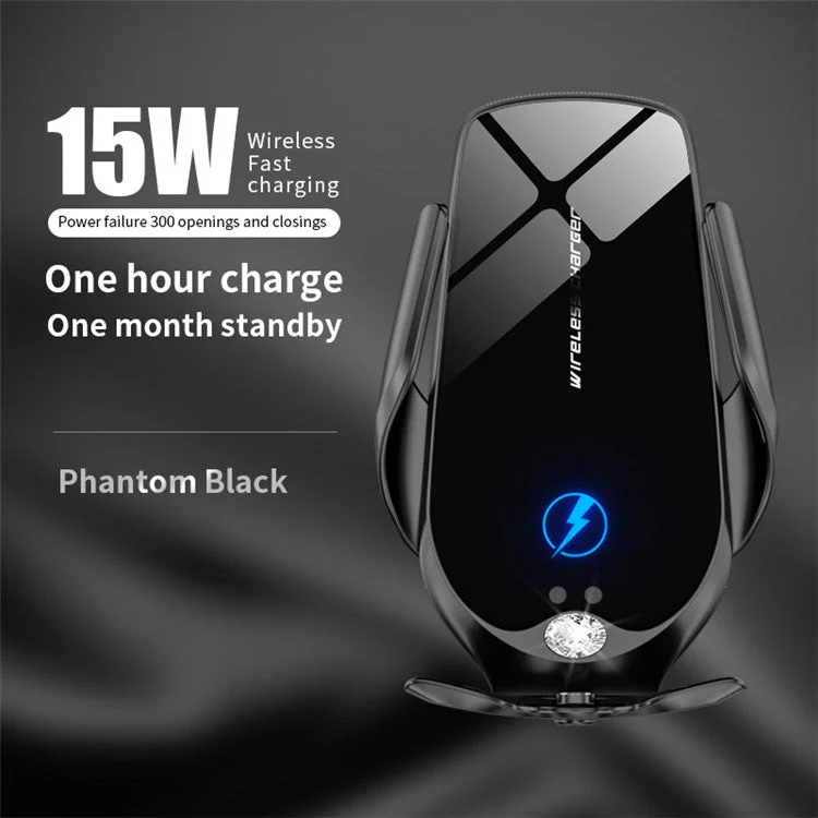 V56 Wireless Car Charger Mount Infrared Induction Auto Clamping Air Vent Wireless Charger Phone Holder with Aromatherapy Function for Traveling Navigation - Black - Image 2