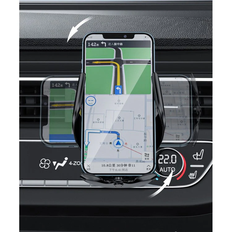 V56 Wireless Car Charger Mount Infrared Induction Auto Clamping Air Vent Wireless Charger Phone Holder with Aromatherapy Function for Traveling Navigation - Pink - Image 8