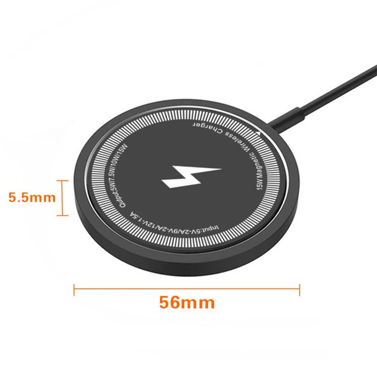 W104 Round Magnetic Wireless Charger 15W Phone Wireless Charging Pad with Type-C Cable - White - Image 4