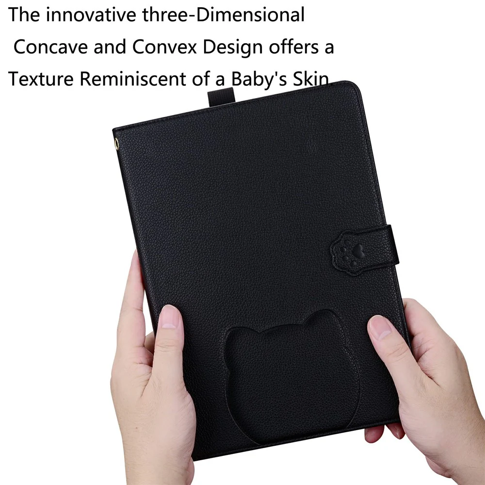 Wallet Case for Lenovo Xiaoxin Pad 2025 / Tab K11 Gen 2 / M11 Leather Stand Table Cover with Stylus Holder, 3D Effect Cat Pattern - Black - Image 7