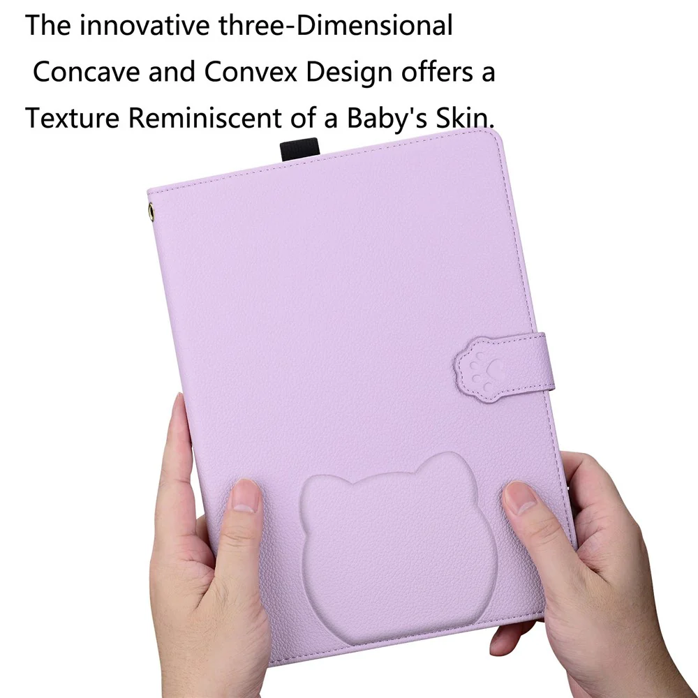 Wallet Case for Lenovo Xiaoxin Pad 2025 / Tab K11 Gen 2 / M11 Leather Stand Table Cover with Stylus Holder, 3D Effect Cat Pattern - Purple - Image 7