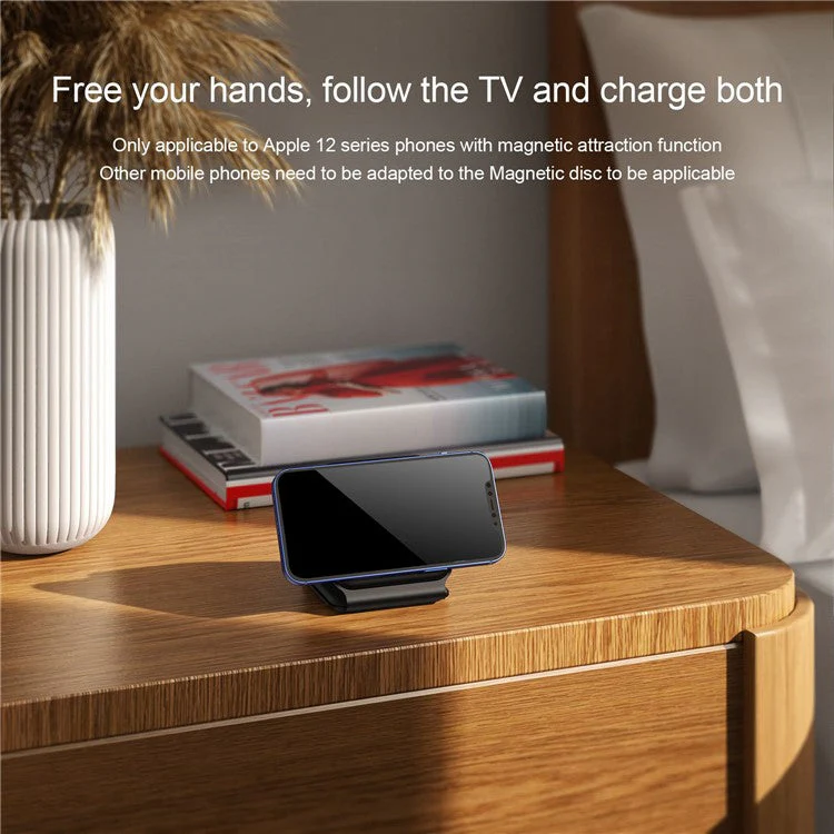 WC-07W 3 in 1 Magnetic Wireless Charger Foldable Charging Dock with Indicator Light - Black - Image 3