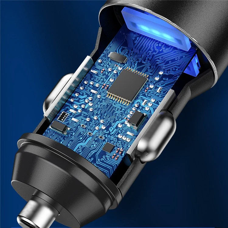 WEKOME WP-C36 Dual USB Car Charger Metal Shell 3.1A High Current Adapter for 12-24V Vehicles - Black - Image 6