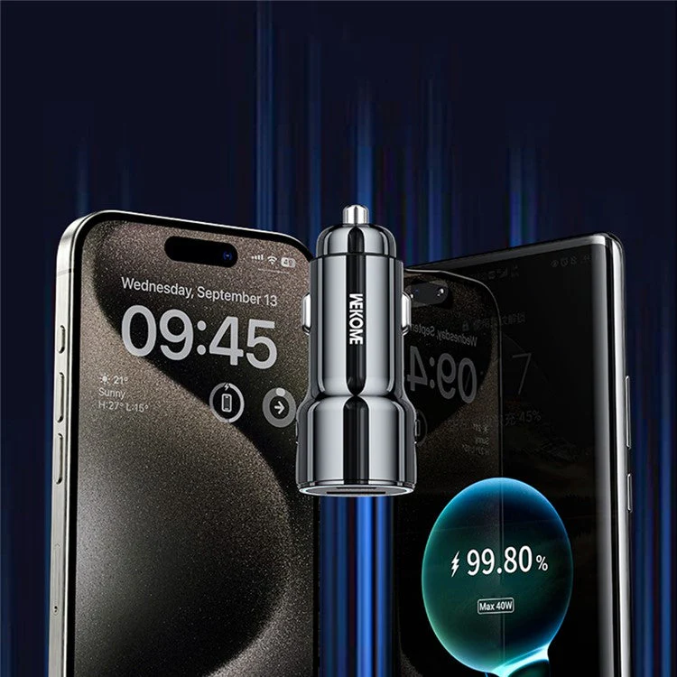 WEKOME WP-C49 Pop Digital Series USB-A+USB-C 63W Fast Car Charger - Image 4