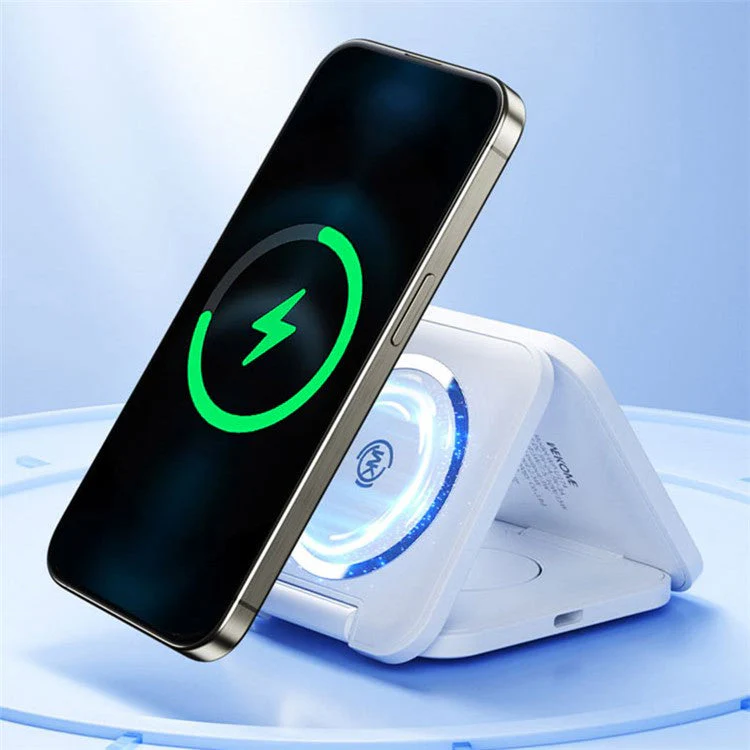 WEKOME WP-U174 3-in-1 15W Foldable Wireless Charger Phone Watch Earphone Charging Dock - Black - Image 3