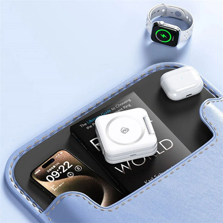 WEKOME WP-U174 3-in-1 15W Foldable Wireless Charger Phone Watch Earphone Charging Dock - Black - Image 7