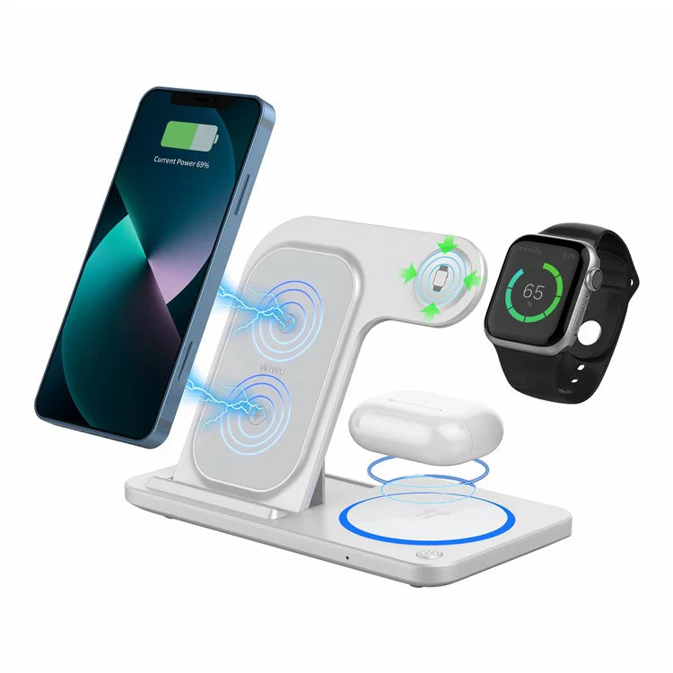 WIWU Wi-W020 Folding 3-in-1 15W Magnetic Wireless Charger Cell Phone Charging Stand - Image 3